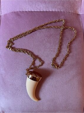 Estee Lauder Solid Perfume Gold-Tone Chain Necklace with Cream Horn Pendant
